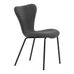 Židle jídelní, šedá látka, nohy černý kov