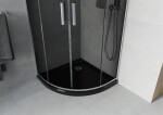 MEXEN/S - Rio čtvrtkruhový sprchový kout 90 x 90, grafit, chrom + vanička se sifonem Flat, černý 863-090-090-01-40-4170