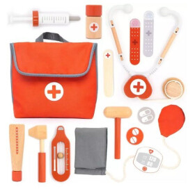 Dřevěná doktorská sada mini červená