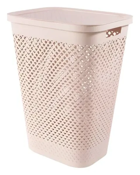 Curver Pure 55 l růžová s víkem / Koš na prádlo / Recyklovaný plast (251584)