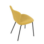 Židle jídelní, žlutá látka, nohy černý kov