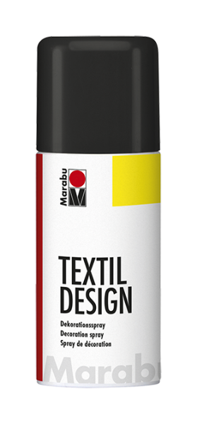 Marabu Textil Design Spray 150 ml – černá 073. Barva na textil ve spreji, akrylový sprej na tkaniny, šablony na textil, dekorace oděvů, praní 30 C naruby, Německo