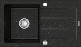 MEXEN - Pablo granitový dřez 1 s odkapávačem 752x436 mm, černá / zlatá kovová 6510751010-75