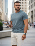 Pánské bavlněné tričko basic petrol FashionStreet RX5678 L