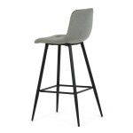 Židle barová, zelená látka, čtyřnohá kovová podnož, černý mat