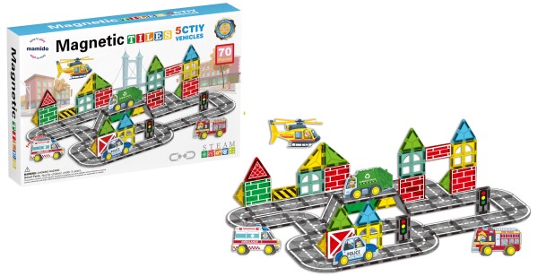 Mamido Magnetická stavebnice město 70 dílů City Road