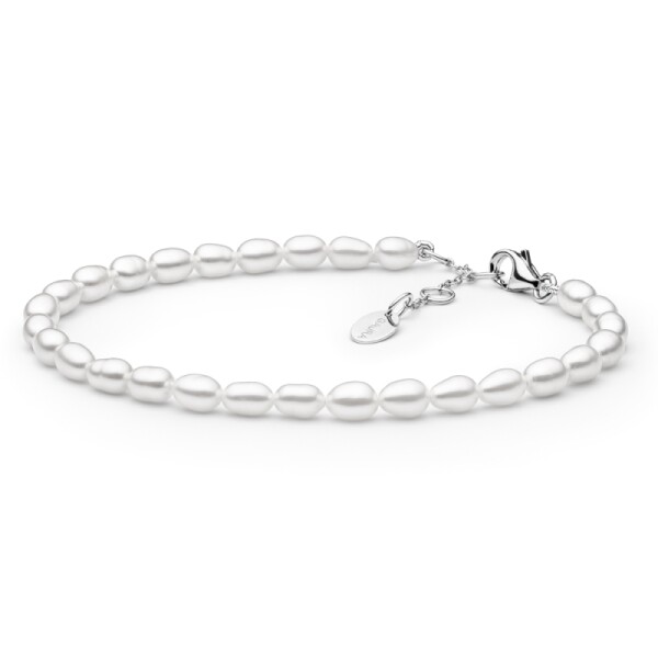 Perlový náramek Tália - stříbro 925/1000, 4.5-5.5 mm říční perla, 18 cm + 3 cm (prodloužení) Bílá