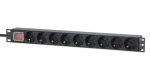 Intellinet Rack zásuvková lišta 9x / Zásuvková lišta / 1U / 16 A / 4000 W / 2 m kabel (715133)