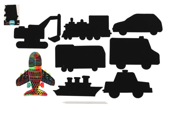 Škrabací obrázek Dopravní prostředky/8 ks