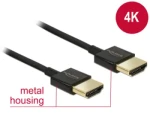 Delock Kabel High Speed HDMI s Ethernetem - HDMI-A samec HDMI-A samec 3D 4K / 3m / aktivní / Slim Premium (84774 )