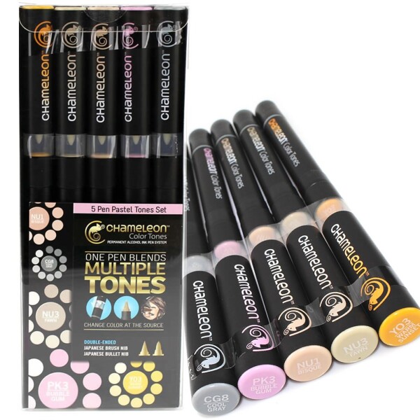 Chameleon CHAMELEON, CT0501, Color Tones, 5 Pen set, stínovací popisovače, 5 ks, Pastel tones 1539011