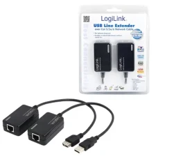 LogiLink USB extender 60 m černá / Prodlužovač signálu USB / přes RJ45 / bez ovladačů (UA0021D)