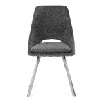 Židle jídelní, šedá látka, kovové nohy, broušená nerez.