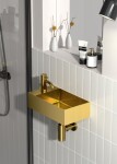 Závěsné umývátko ve zlaté barvě SAT Aurum 36x18 cm bez přepadu SATAUR3618BG SATAUR3618BG