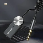 USAMS SJ464 šedá / Bluetooth audio adaptér / do auta / BT 5.0 / 3,5mm AUX / USB napájení (SJ464JSQ01)