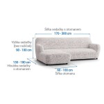 Bielastické potahy VITTORIA smetanová sedačka s otomanem vlevo (š. 170 - 300 cm)