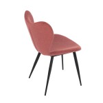 Židle jídelní, červená látka, černá kovová podnož