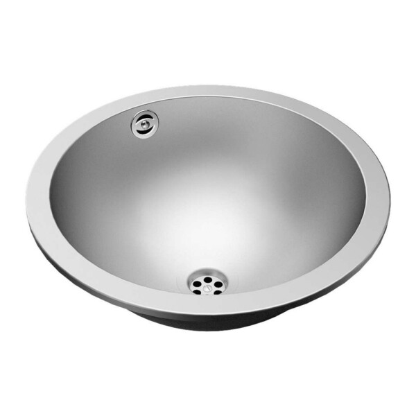 SANELA - Nerezová umyvadla Umyvadlo zápustné, průměr 37 cm, bez otvoru pro baterii, matná nerez SLUN 44X