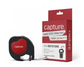 Capture páska do štítků 12mm černá na bílé / Páska do tiskárny štítků / 4 m / kompatibilní DYMO LetraTag (CA-S0721550)