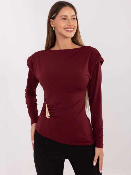 Elegantní halenka ve vínové bordó barvě s vycpávkami (21898) odstíny červené uni velikost