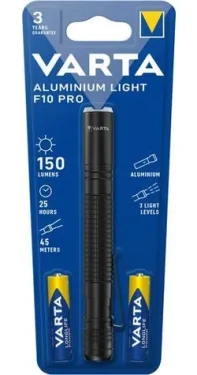 Varta Aluminum Light F10 Pro černá / Svítilna / LED / 150 lm / 2x AAA / dosvit až 45 m (16606101421)