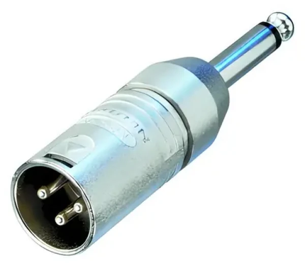 Neutrik XLR adaptér stříbrná / XLR 3kolíková zástrčka / Jack 6.35 mm mono zástrčka (NA2MP)