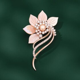 Luxusní brož ve tvaru orchideje se sladkovodní Lea, Růžová