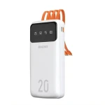 Dudao K6 Pro+ 20000mAh bílá / Powerbanka / 4x vestavěné kabely / USB-C / micro USB / Lightning / USB-A (200407)