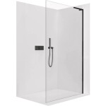 CERANO Sprchová zástěna Walk-in Onyx L-pravá vzpěra - 8 mm - černá matná, transparentní sklo - 80x200 cm