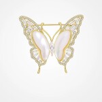 Luxusní brož ve tvaru motýla s perletí a zirkony Mélanie, Zlatá