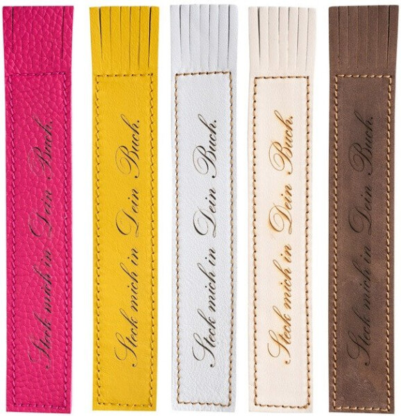 Kožená záložka se střapci Steck mich in dein Buch