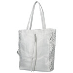 Módní dámský koženkový set kabelek Safira, stříbrný