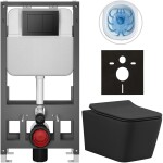CERANO - Kompletní WC set Basic/Forte - černá matná - WC tlačítko Maxio/Černá - volně stojící - předstěnová instalace - 51x36 CER-8050BD86397