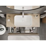 MEXEN/S - Rivel koupelnová skříňka pod umyvadlo 120 cm s deskou, 1 šuplík, reliéf , dub 91A20-12023-1-BFC81