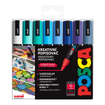 Posca sada popisovačů PC-5M, OCEAN, 1,8 - 2,5 mm, mix mořských tónů (8 ks)