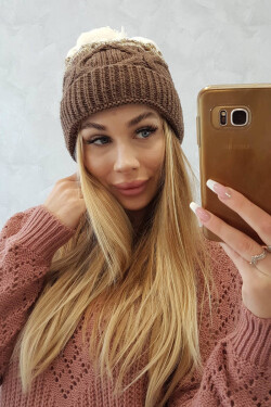 Fleecová čepice Alice K248 cappuccino+ecru UNI