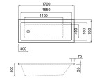 Erga Pureline-S, vana 1800x800x400 mm bez nožiček, bílá lesklá, ERG-V07-PURELINE-S-180x080-WH ERG-V07-PURELINE-S-180X080-WH