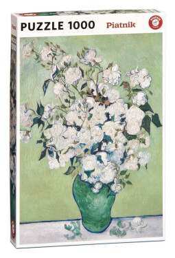 Puzzle Van Gogh: Váza s bílými růžemi 1000 dílků