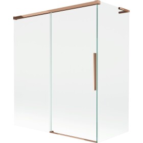 MEXEN/S - Rox L vanová zástěna 2-křídlová posuvná 140 + 70 x 150, transparent, růžové zlato 8C9L-140-070-60-00