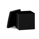 Taburet s úložným prostorem, černá manšestrová látka