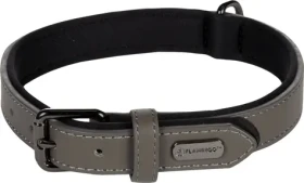 Flamingo Binti Kožený obojek s neoprenem šedá M (FLA-519250)