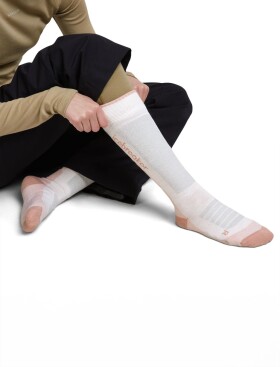 Dámské merino ponožky ICEBREAKER Wmns Merino Ski+ Medium OTC, Snow/Pink Quartz/Ether velikost: 35-37 (S)