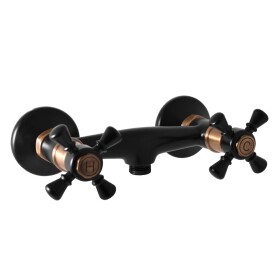 RAV Slezák - MORAVA RETRO - Sprchová baterie, Černá matná/Stará mosaz (Bronz), 150 mm MK380.5CMATSM