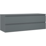 MEXEN/S - Orio koupelnová skříňka pod umyvadlo 140 cm s deskou, 2 zásuvky, grafit mat 91A10-14047-2-BFFC66