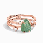 Royal Fashion prsten 18k zlato Vermeil SKA-R002-ROSEGOLD-GREENAPATITE Velikost: 8 (EU: 57-58)