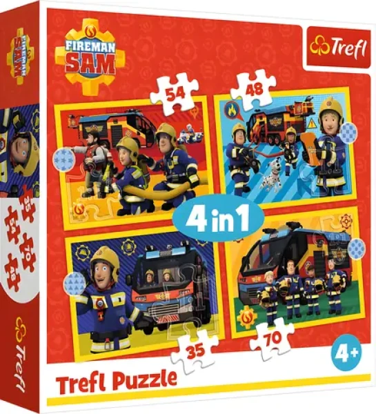 TREFL Puzzle Požárník Sam: Hasič na výjezdu 4v1
