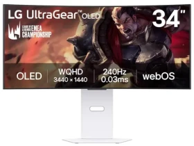 34" LG 34GX90SA-W bílá / OLED / 3440x1440 / 21:9 / 275cd-m2 / 0,03ms / DP / HDMI / repro (34GX90SA-W.AEU)