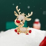 Vánoční brož se zirkony Rudolf 7 - vánoční sob, Zlatá