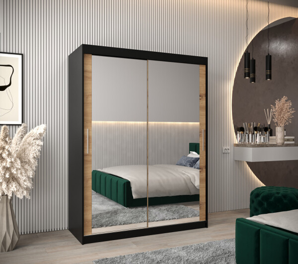 Šatní skříň Abi T3 Barva korpusu: Černá, Rozměry: 150 cm, Dveře: Dub artisan