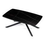 Stůl konferenční, deska slinutá keramika 120x70cm, černý mramor, nohy černý kov